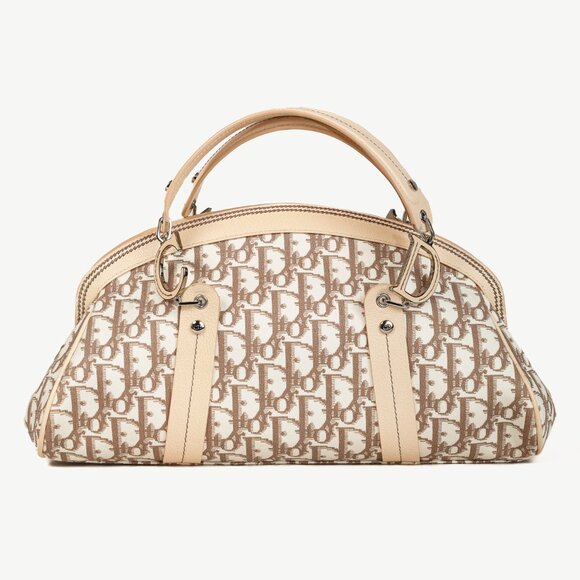 Christian Dior Vintage Flowers Beige Monogram Canvas Embroidered Frame Bag - Picture 4 of 14